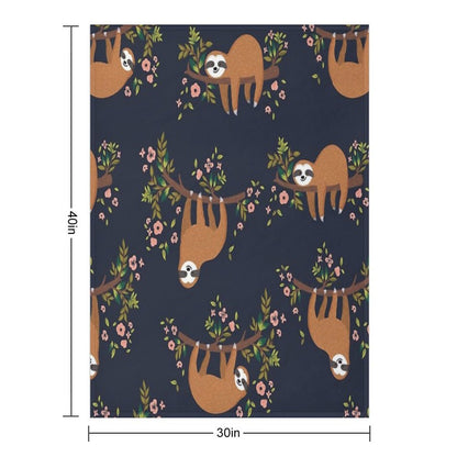 Sloth And Flower Anti-pilling Throw Blanket