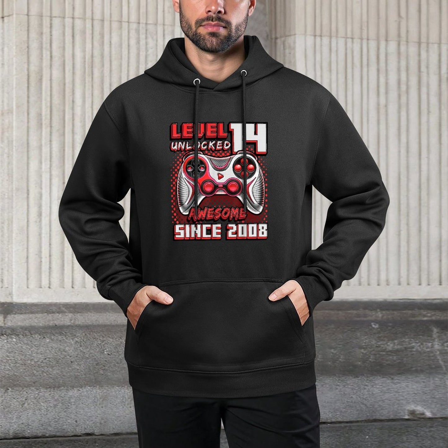 Level 14 Unlocked Awesome 2008 Video Game 14th Birthday Moisture-Wicking Hoodie