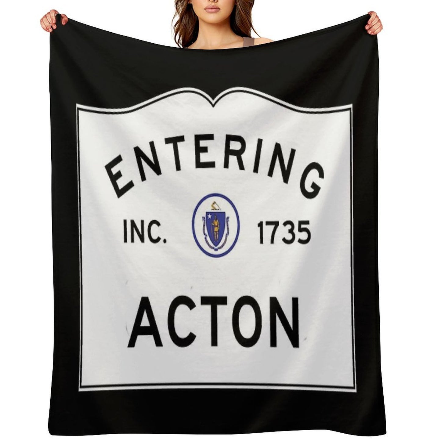 Entering Acton Massachusetts - Commonwealth of Massachusetts Road Sign Easy Care Throw Blanket