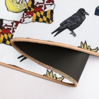 Maryland Pattern - White  Rapid-Drying Bath Mat