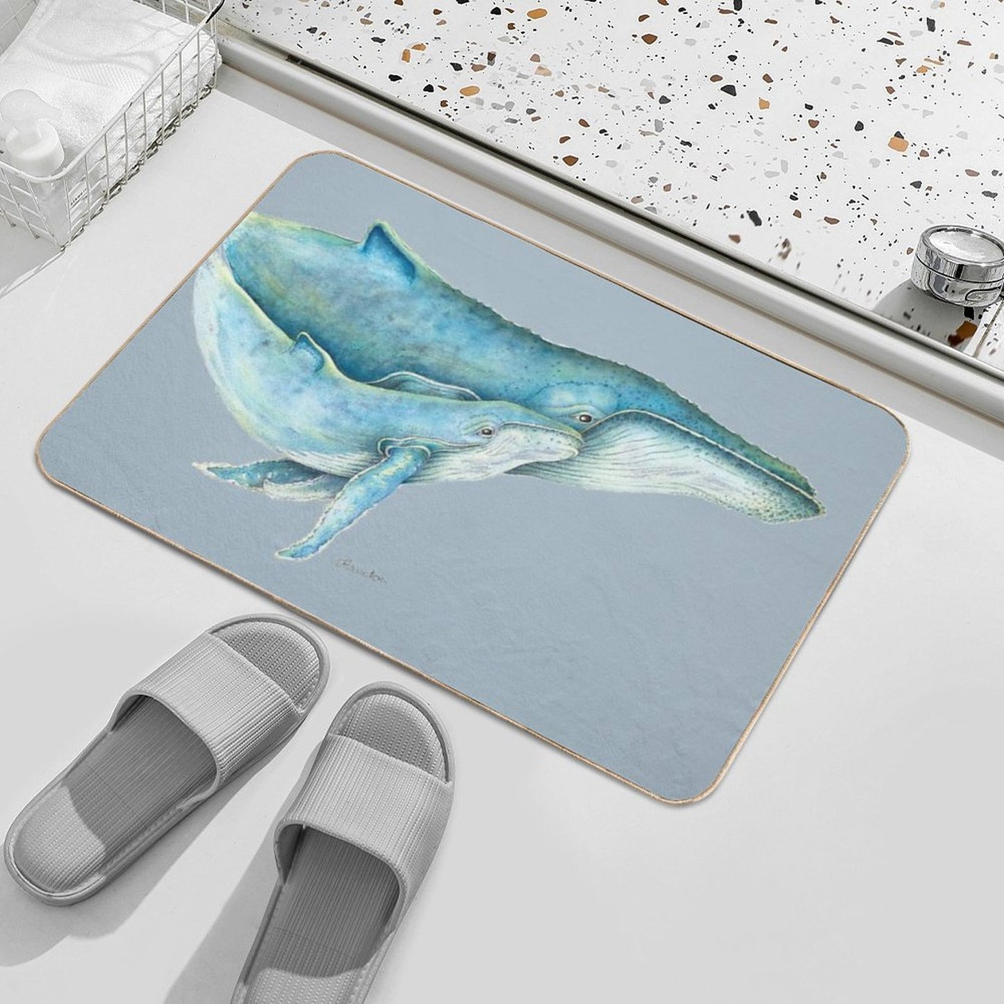 Humpback Whales (blue)  Eco-Friendly Bath Mat