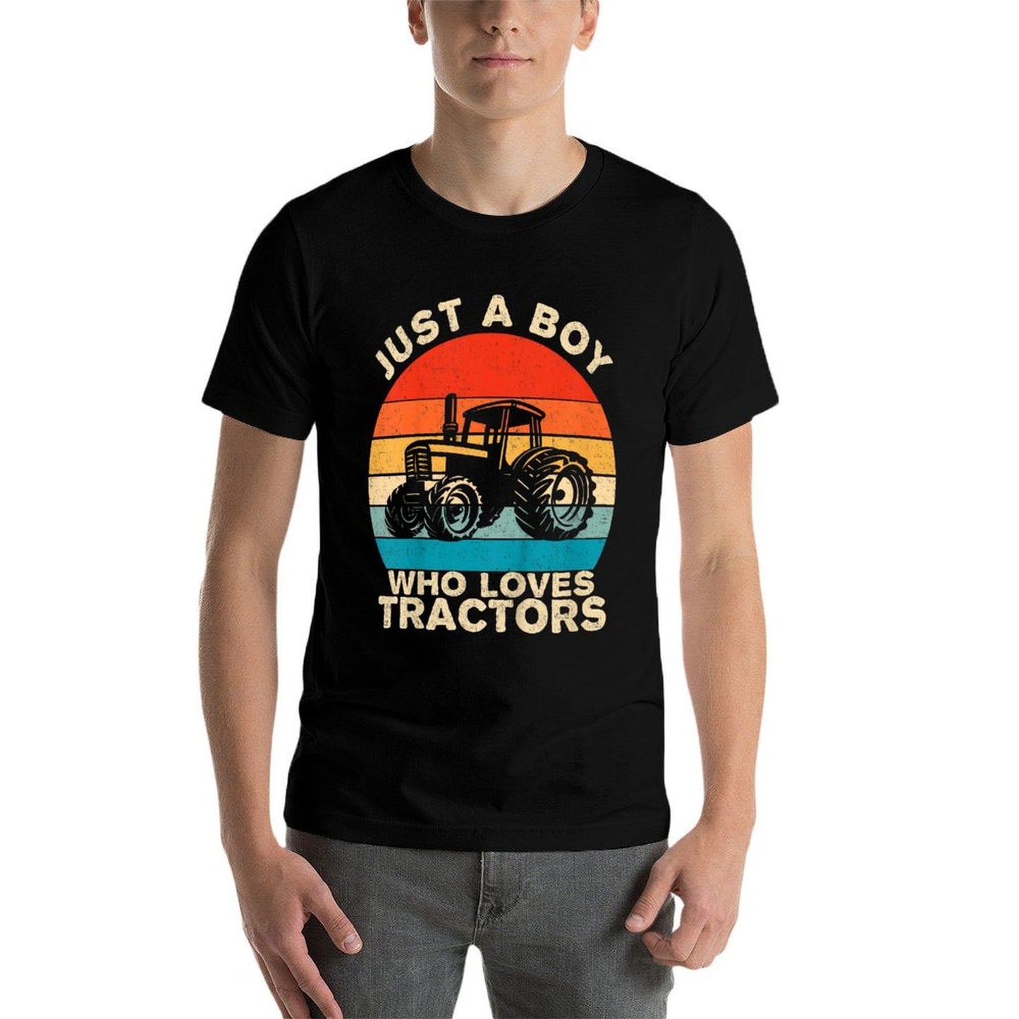 Kids Farm Lifestyle Just A Boy Who Loves Tractors Boys  Tagless Design T-Shirt