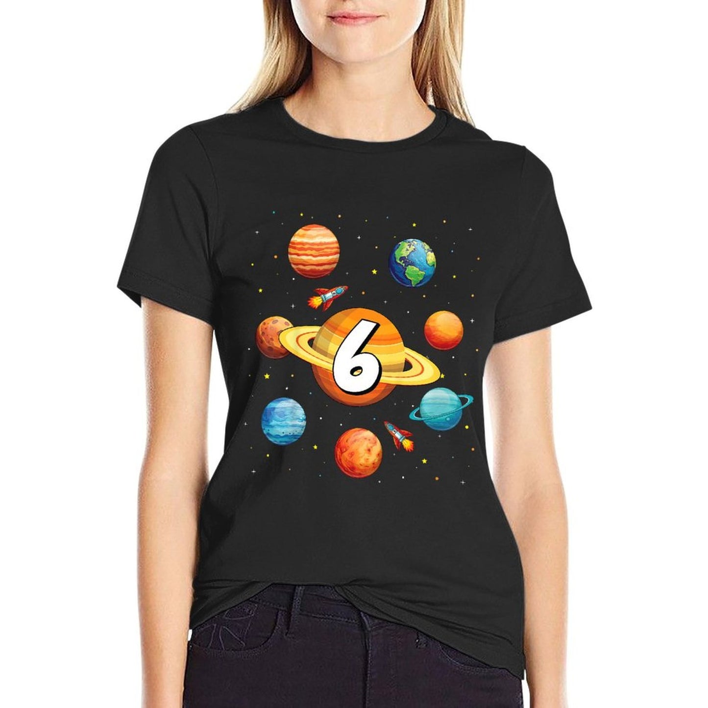 Kids 6 Year Old Boys Kids Space Solar Planets 6th Birthday  Odor-resistant T-Shirt