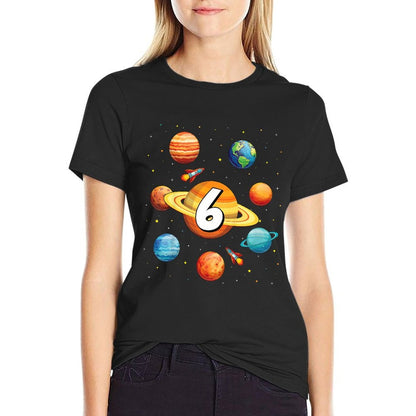 Kids 6 Year Old Boys Kids Space Solar Planets 6th Birthday  Odor-resistant T-Shirt