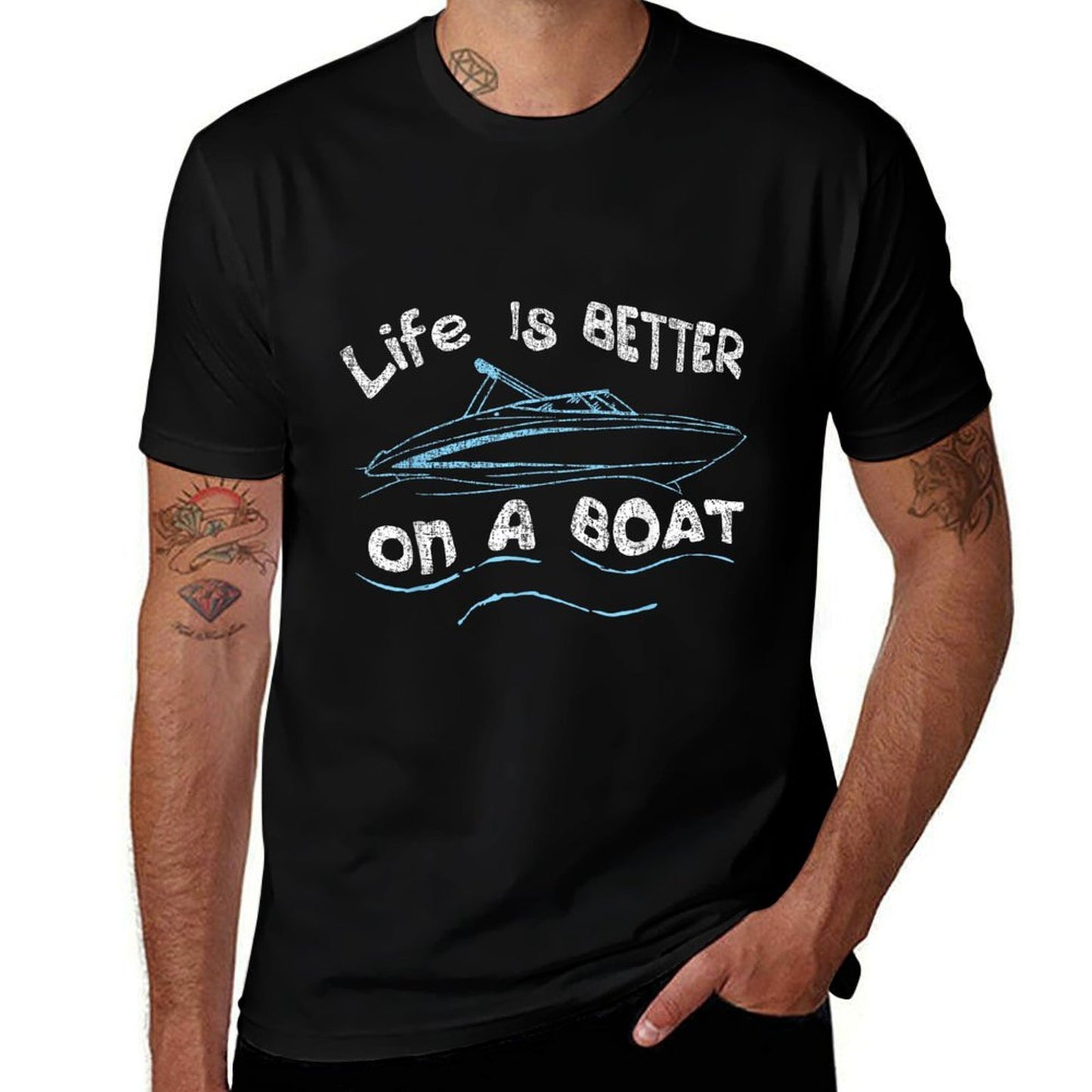 Life Is Better on A Boat Captain Boater Boating Pontoon  Moisture-wicking T-Shirt