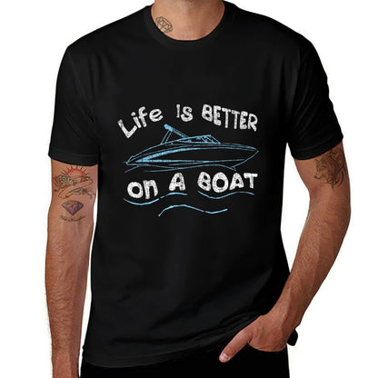 Life Is Better on A Boat Captain Boater Boating Pontoon  Moisture-wicking T-Shirt