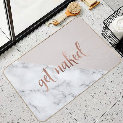 Get Naked Bathroom And Bedroom Quote, Blush Pink, Rose Gold, Marble  Non-Slip Bath Mat