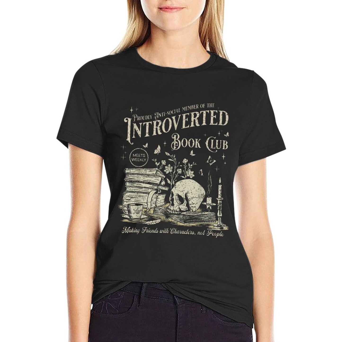 Retro Proud Anti Social Member Of Introverted Book Club Stretchy T-Shirt