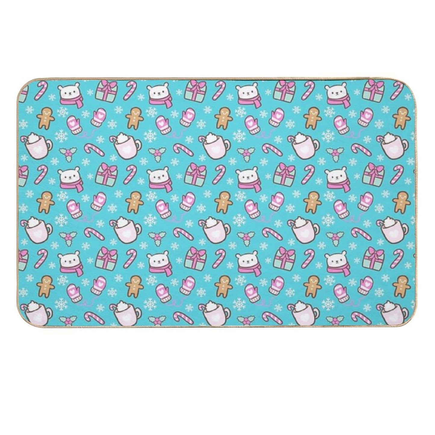 Cute Christmas  Teal  Nikury  Repositionable Bath Mat