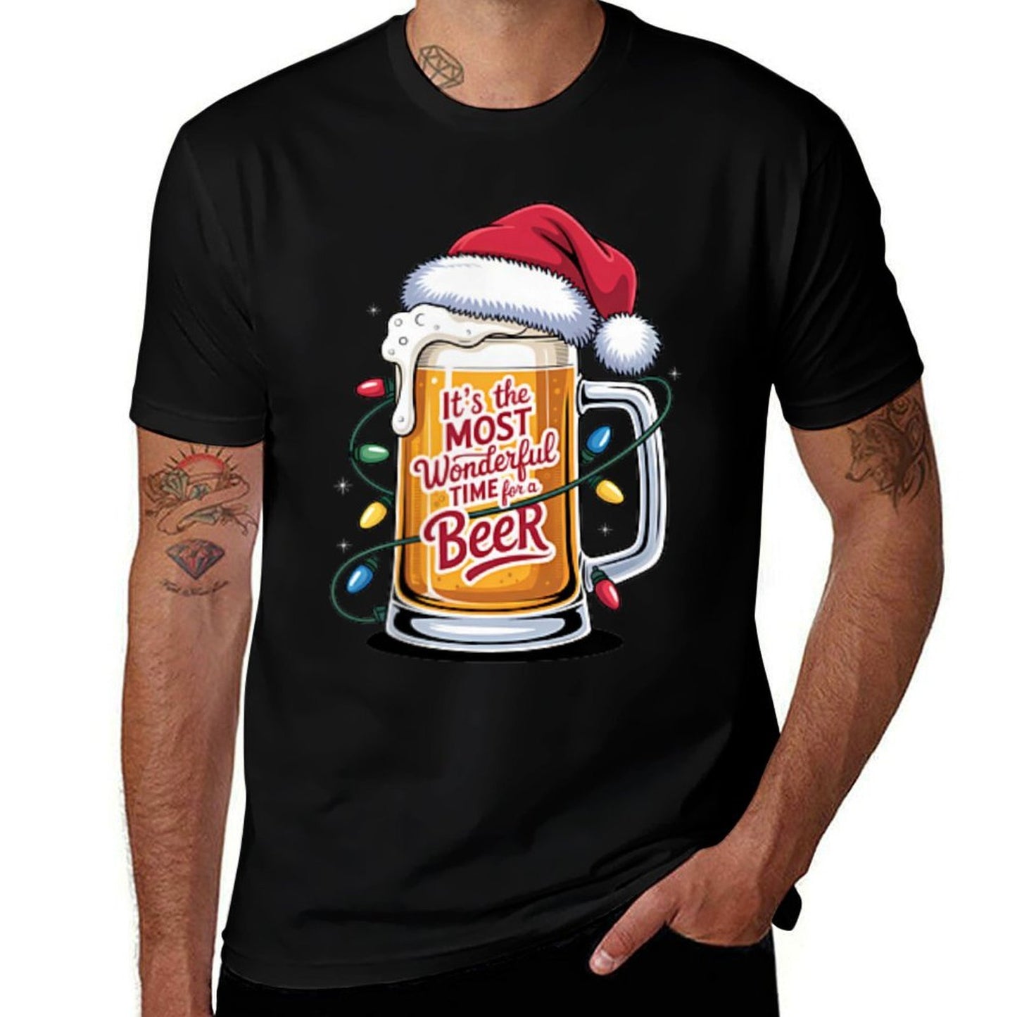Its The Most Wonderful Time for A Beer Christmas Cheer  Wrinkle-resistant T-Shirt