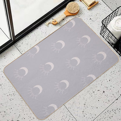 Cute Sun And Moon Design Boho Aesthetic In Muted Colors Blue Gray  Absorbent Bath Mat