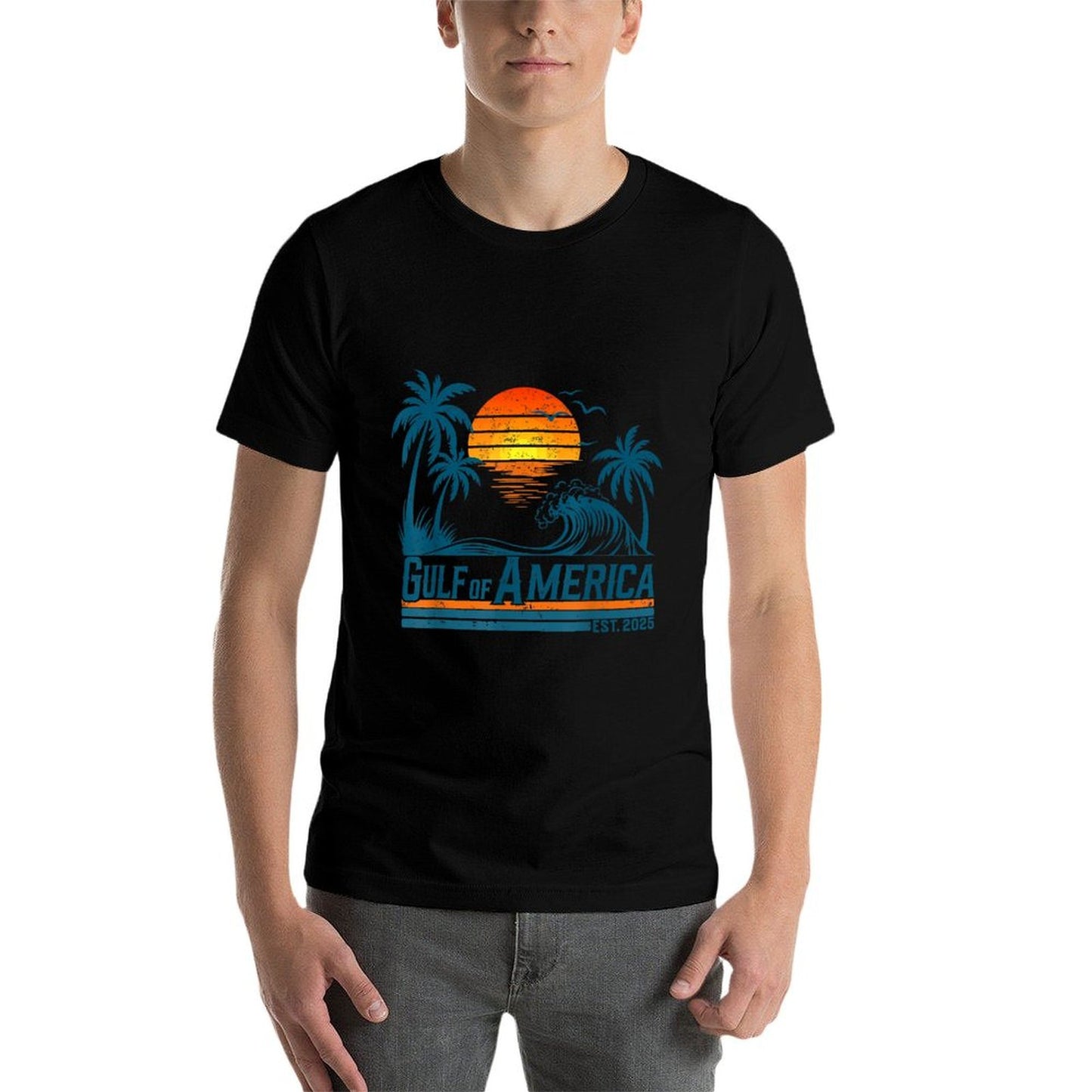 Retro Vintage Gulf Of US America 2025 American Gift Heathered Texture T-Shirt