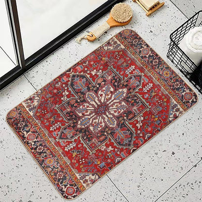 Persia Heriz 19th Century Authentic Colorful Picture of A Blue Red And Cream Rug  Versatile Bath Mat