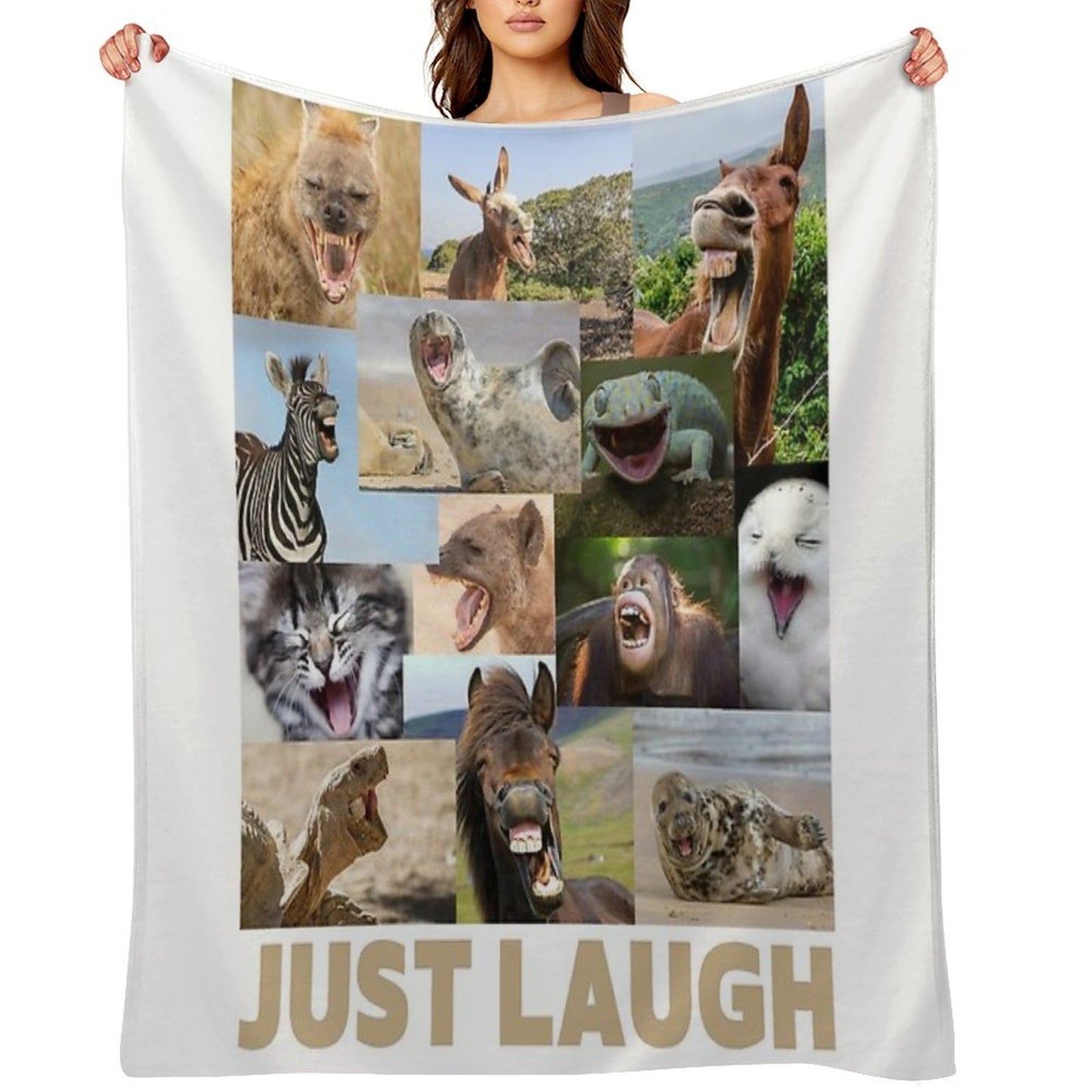 Just Laugh (animals) Wrinkle-free Throw Blanket