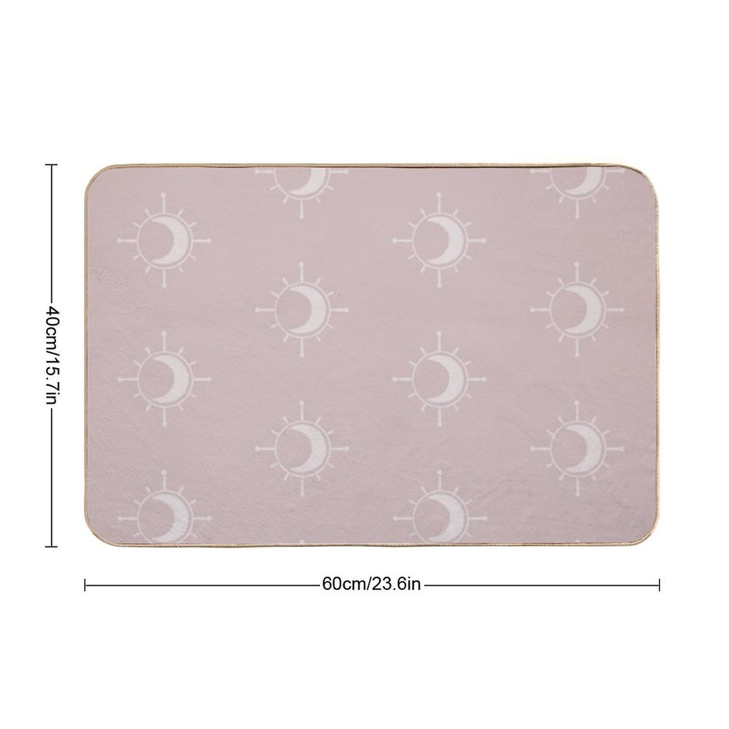 Cosmic Sun And Moon Design Soft Aesthetic In Muted Colors Gray Pink  Repositionable Bath Mat