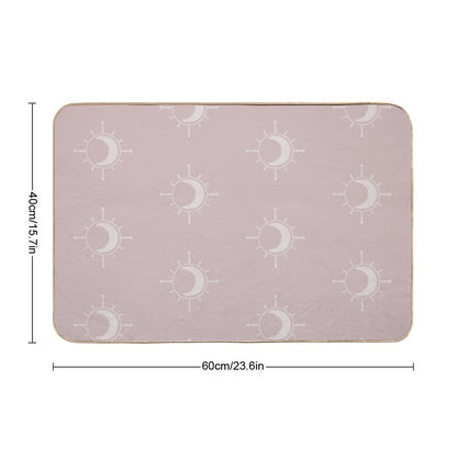 Cosmic Sun And Moon Design Soft Aesthetic In Muted Colors Gray Pink  Repositionable Bath Mat