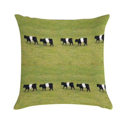 Belted Galloway Cows Soft Short Plush Fabric Throw Pillow