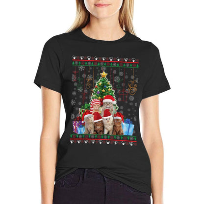 Cat Christmas Funny Ugly Women Men Merry Gift  Lightweight T-Shirt
