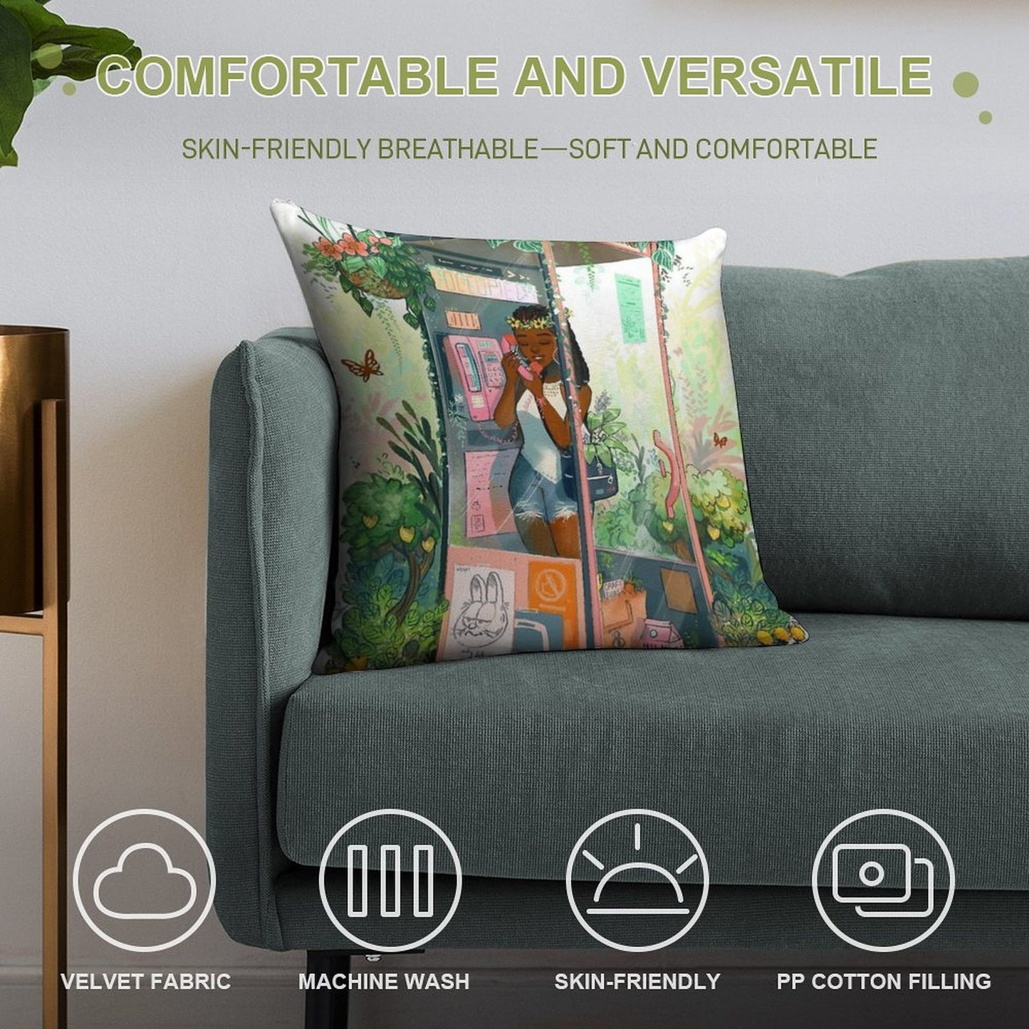 Phone Booth Soft Ultra-Soft Texture Throw Pillow