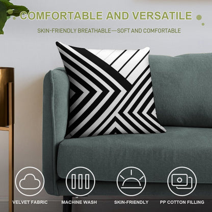 Black And White Geometric Lines Soft Warmth Comfort Throw Pillow
