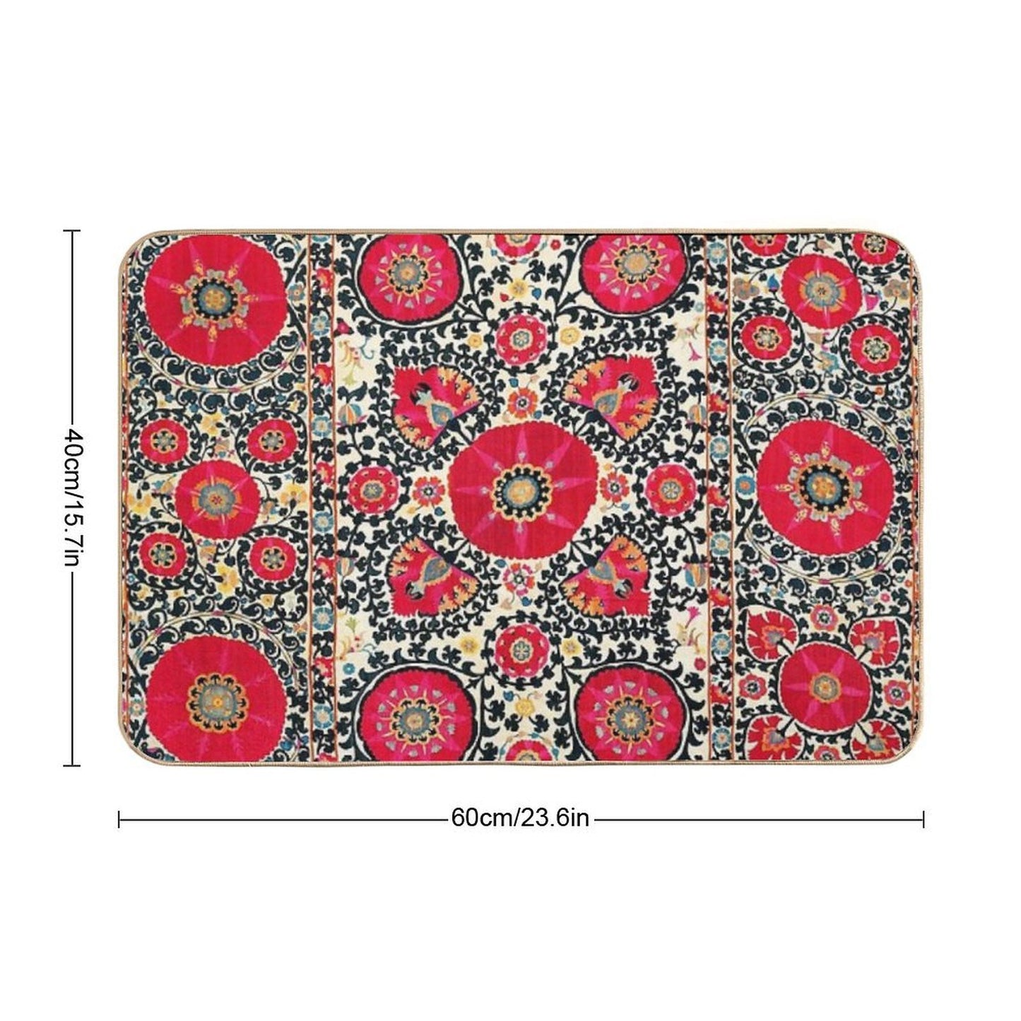 Shakhrisyabz Suzani Uzbek Embroidery Print  Versatile Bath Mat