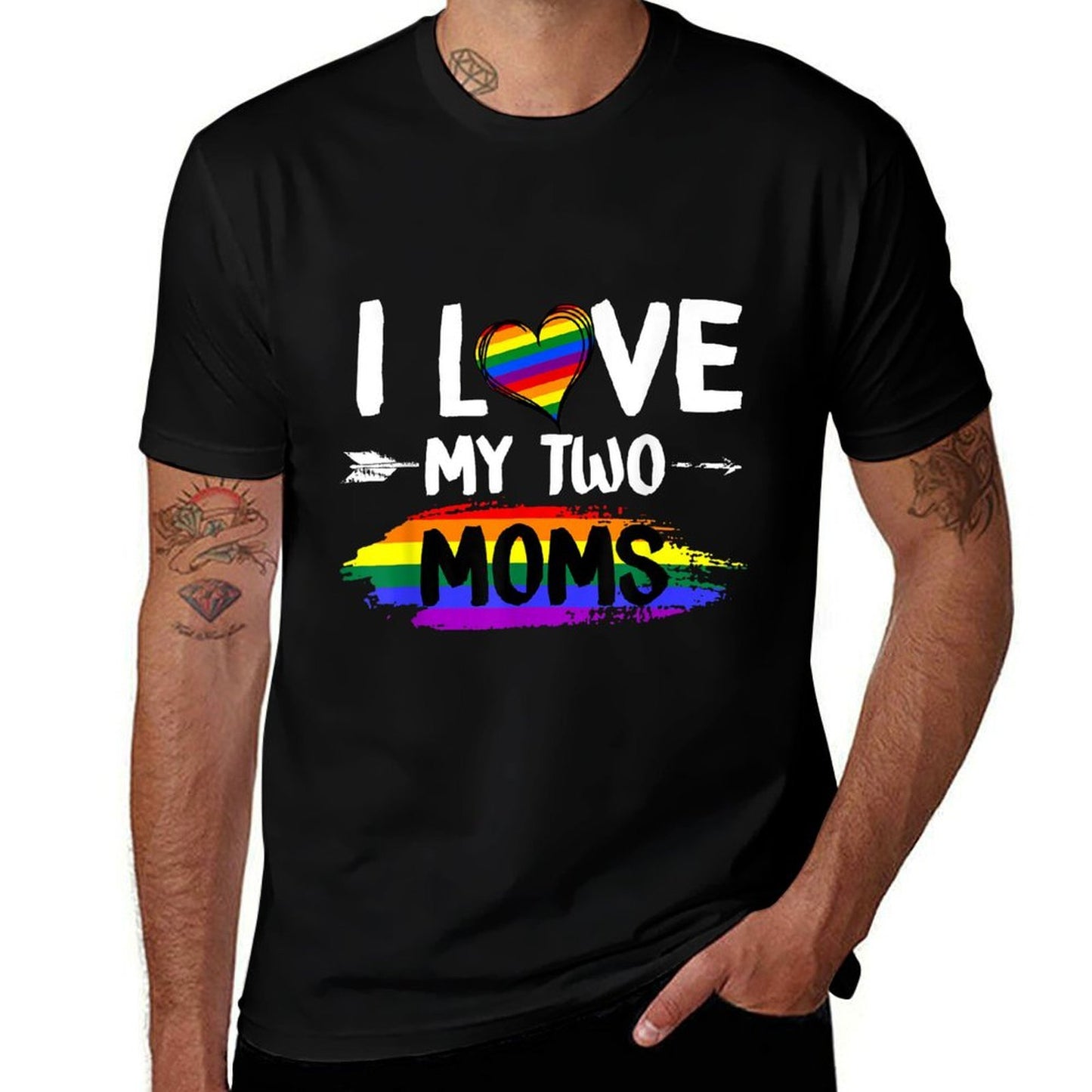 I Love My Two Moms Lesbian Tshirt LGBT Pride Gifts for Kids  Durable T-Shirt
