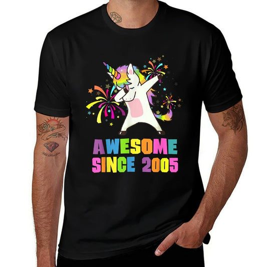 20 Years Old Awesome Since 2005 Unicorn 20th Birthday  Vintage-inspired T-Shirt