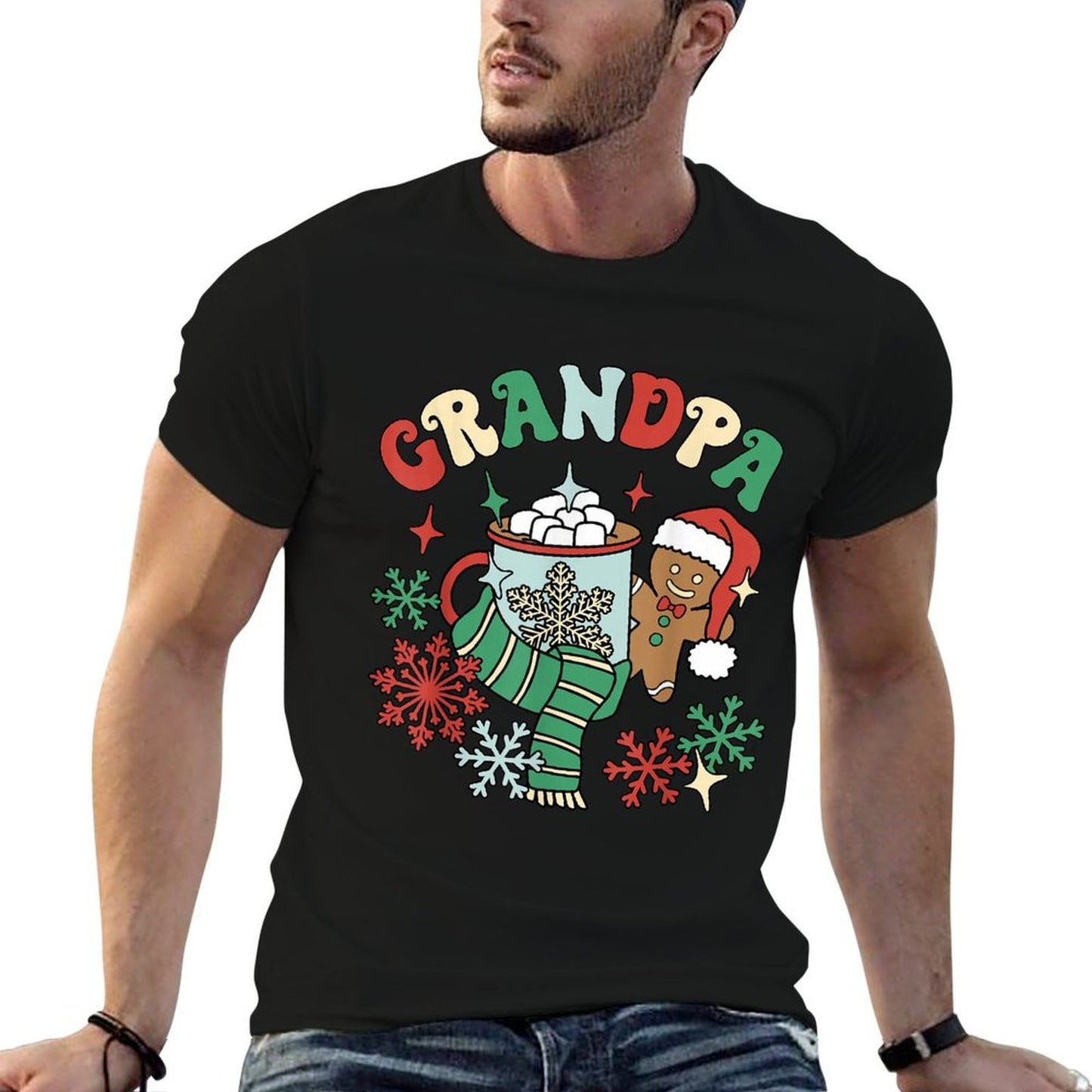 Grandpa Hot Cocoa Gingerbread Matching Family Christmas  Lightweight T-Shirt