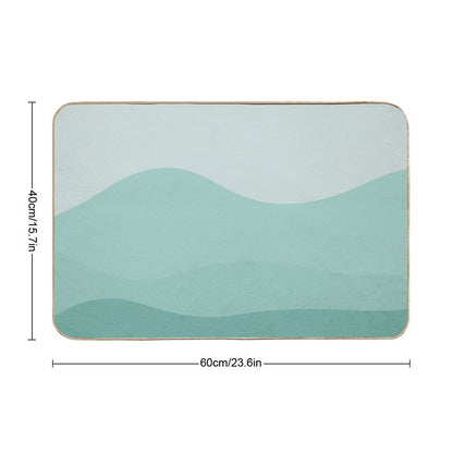 Aesthetic Soft Teal Mountains  Long-Lasting Bath Mat