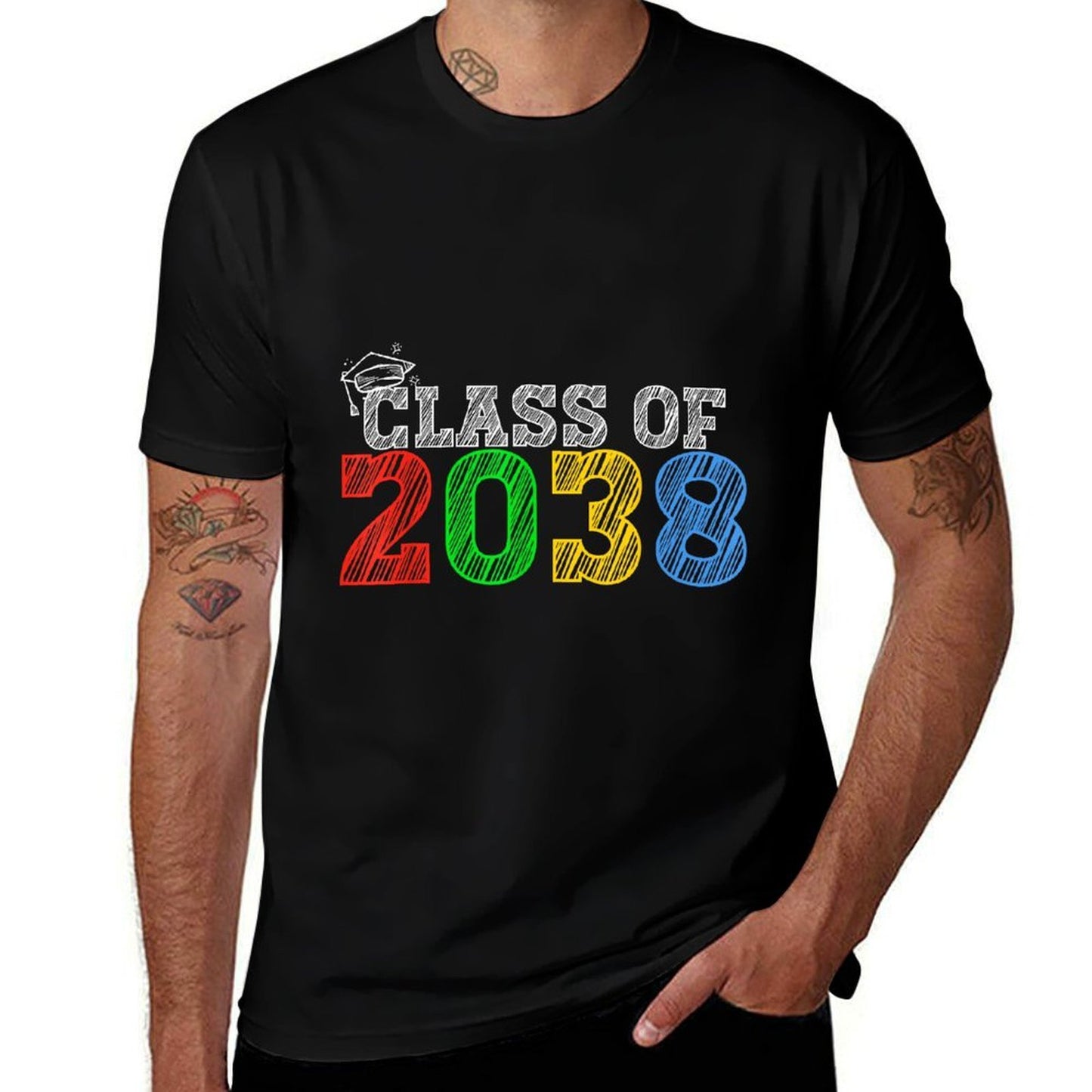 Class of 2038 Grow With Me Graduation First Day of School  Cotton T-Shirt