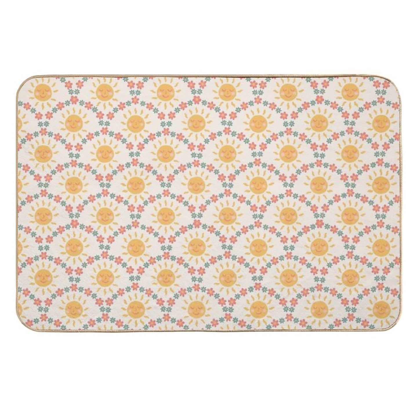 Smiling Sun & Daisies - Retro  Toxin-Free Bath Mat