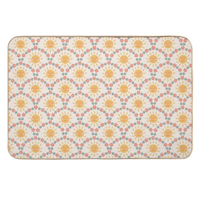 Smiling Sun & Daisies - Retro  Toxin-Free Bath Mat