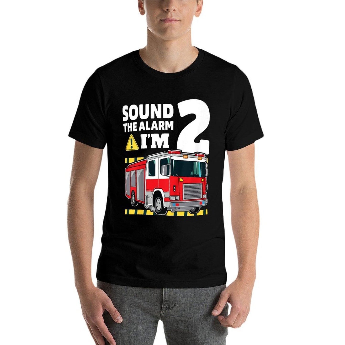 Kids 2nd Birthday Boy Fire Truck 2 Two Year Old Firefighter  Stretchy T-Shirt