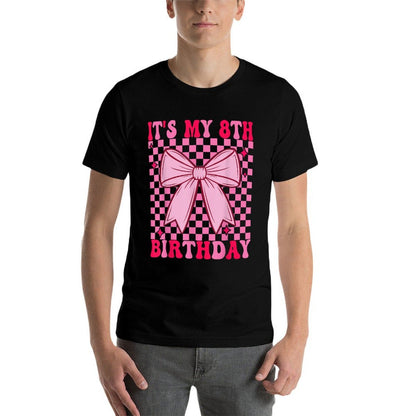 8th Coquette Themed Birthday Eight Year Old Girl Bow  Polyester Blend T-Shirt