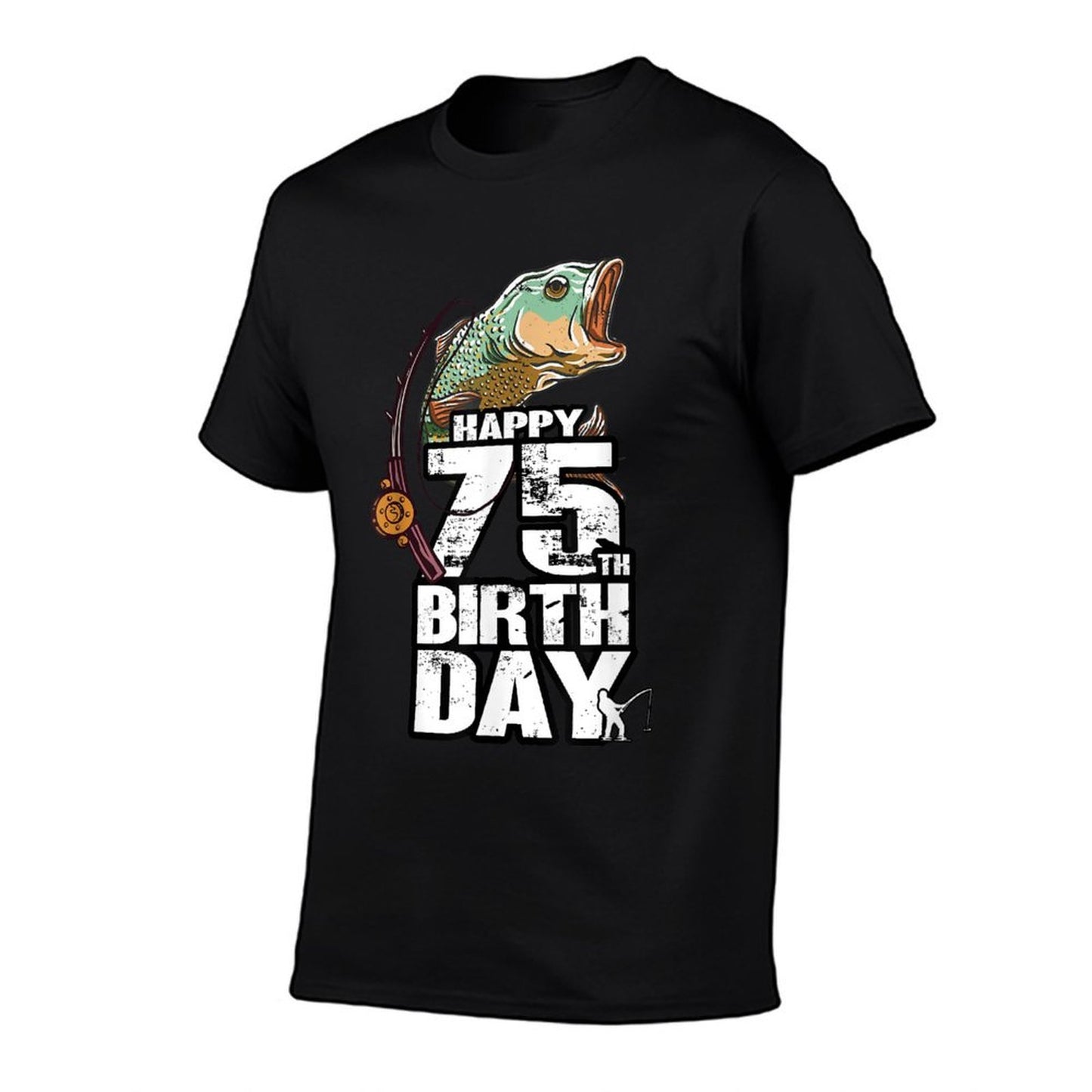 75 Years Old Fishing Fisherman Angler 75th Birthday  Oversized Silhouette T-Shirt