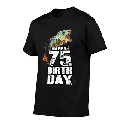 75 Years Old Fishing Fisherman Angler 75th Birthday  Oversized Silhouette T-Shirt