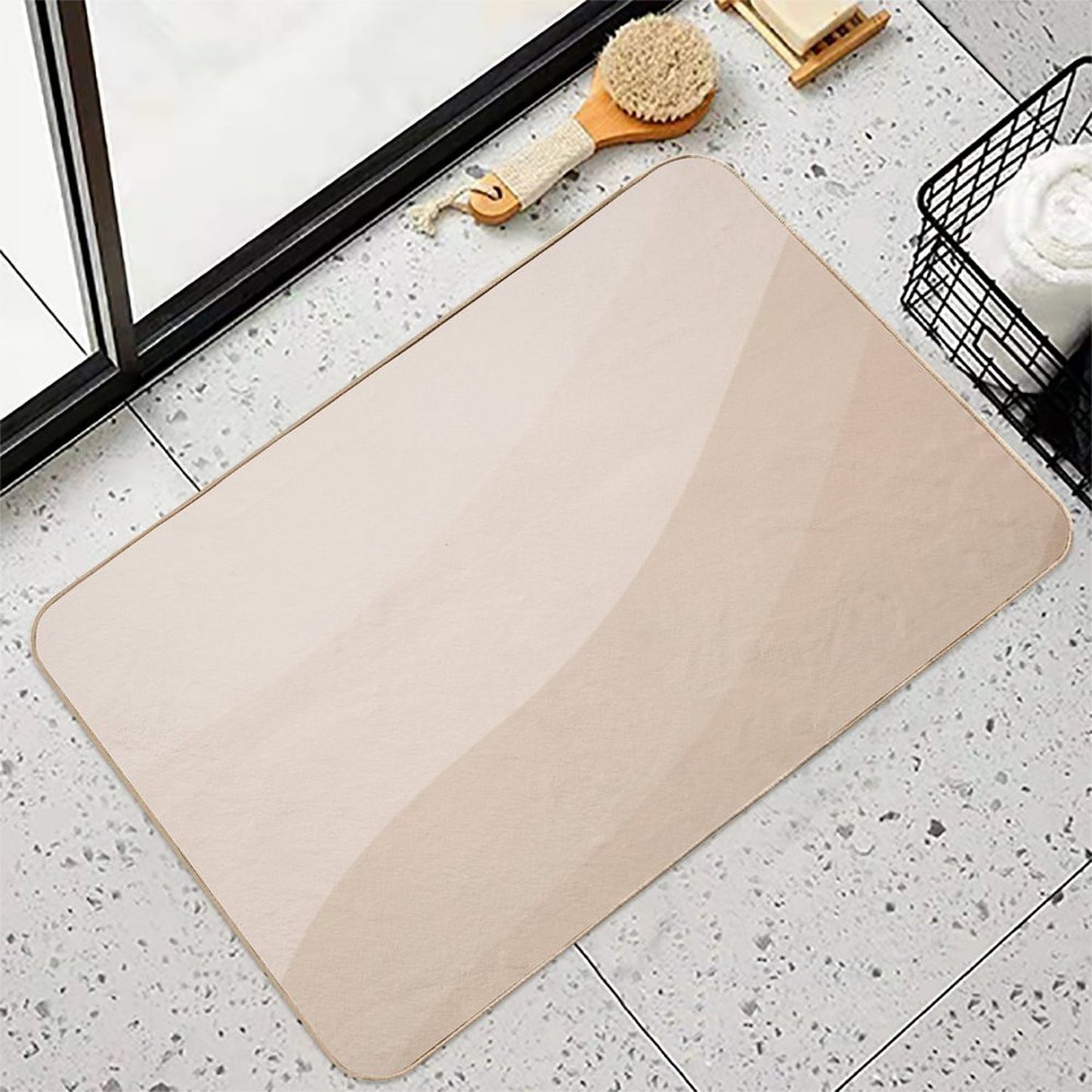Cute Aesthetic Beige Ocean Pattern  Fade-Resistant Bath Mat