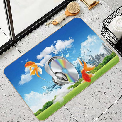 CD Listening to Music with Fish  Rapid-Drying Bath Mat
