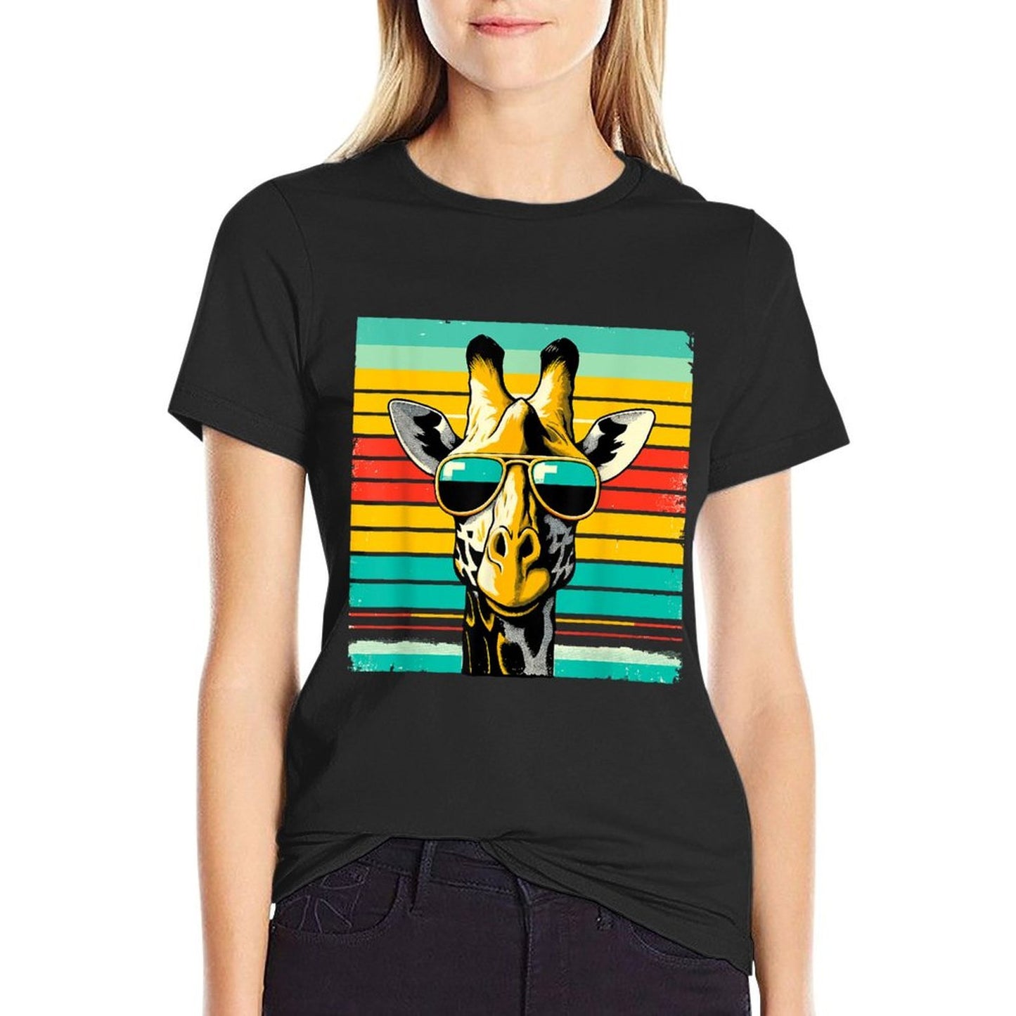 Cool Retro Giraffe Sunglasses  Trendy Pattern T-Shirt
