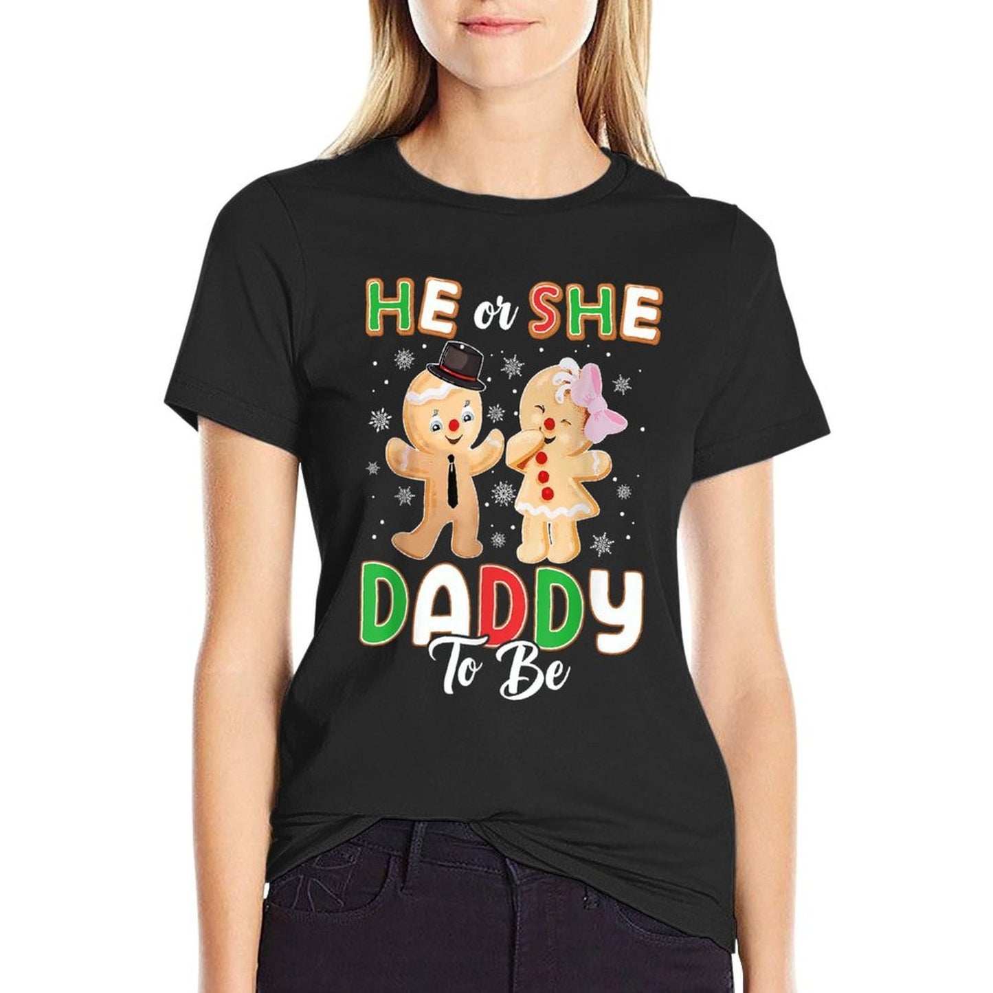 Gingerbread He Or She Daddy To Be Christmas Gender Reveal  Breathable T-Shirt