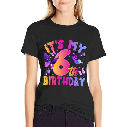 Kids 6th Birthday Girl Six Year Old Butterfly Birthday  Classic T-Shirt