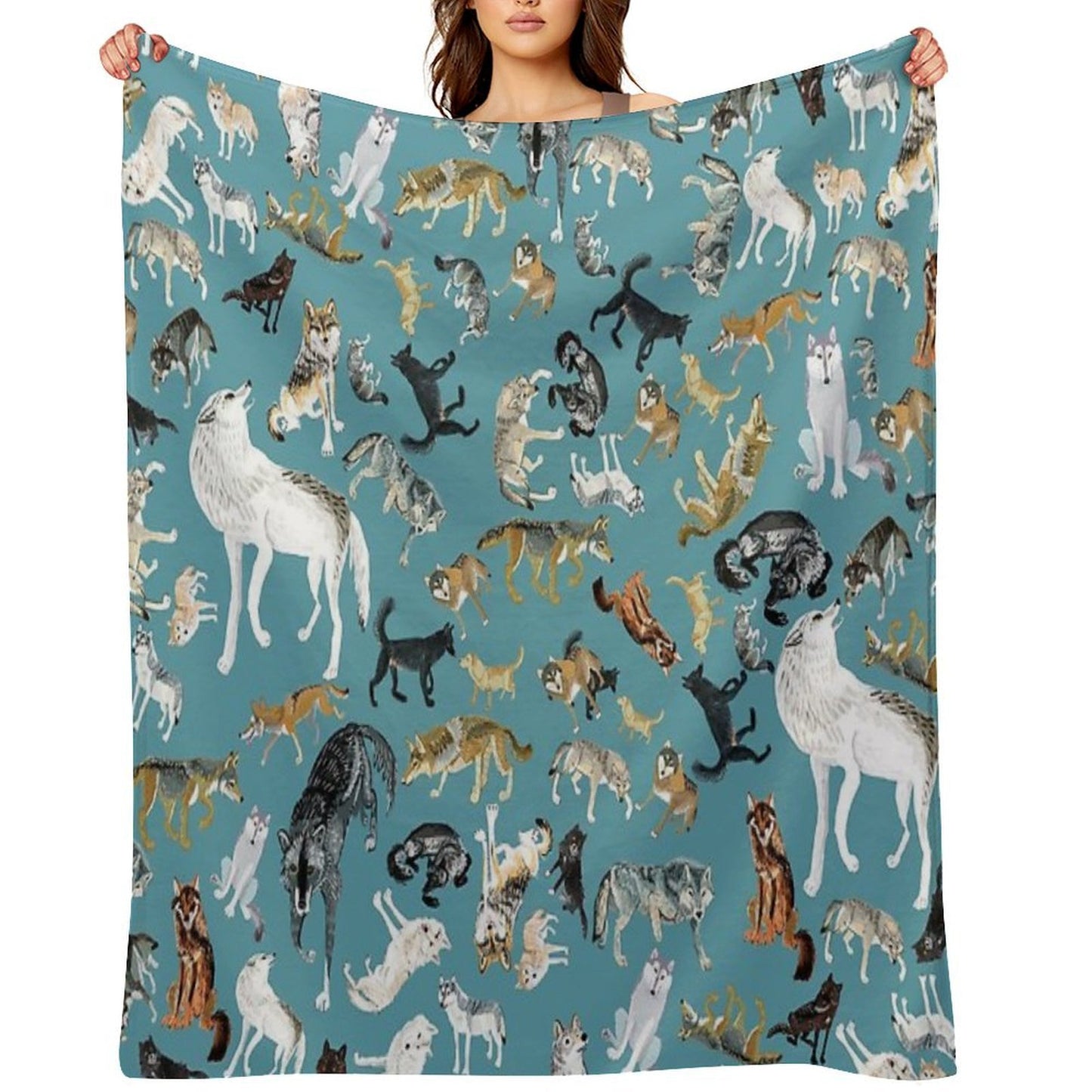 Wolves of The World Pattern 2 Durable Throw Blanket