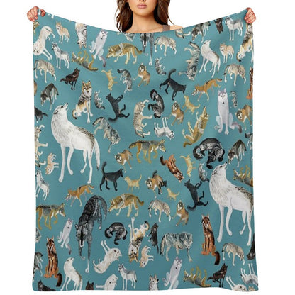 Wolves of The World Pattern 2 Durable Throw Blanket