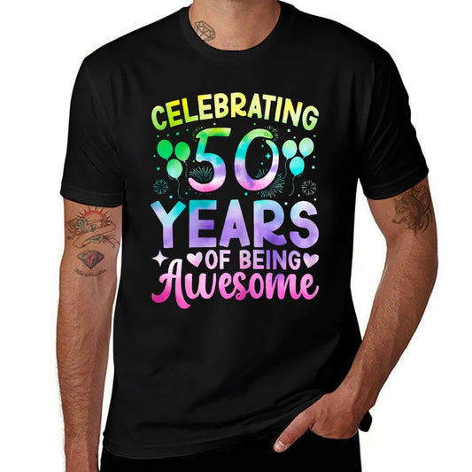 50th Birthday Women 50 Year Old Tie Die Birthday  Tagless Design T-Shirt