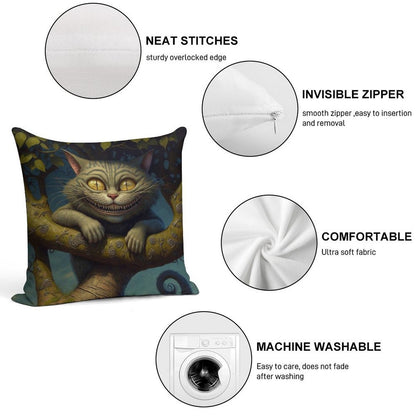 The Cheshire Cat - Alice in Wonderland Collection Soft Decorative Cover Throw Pillow