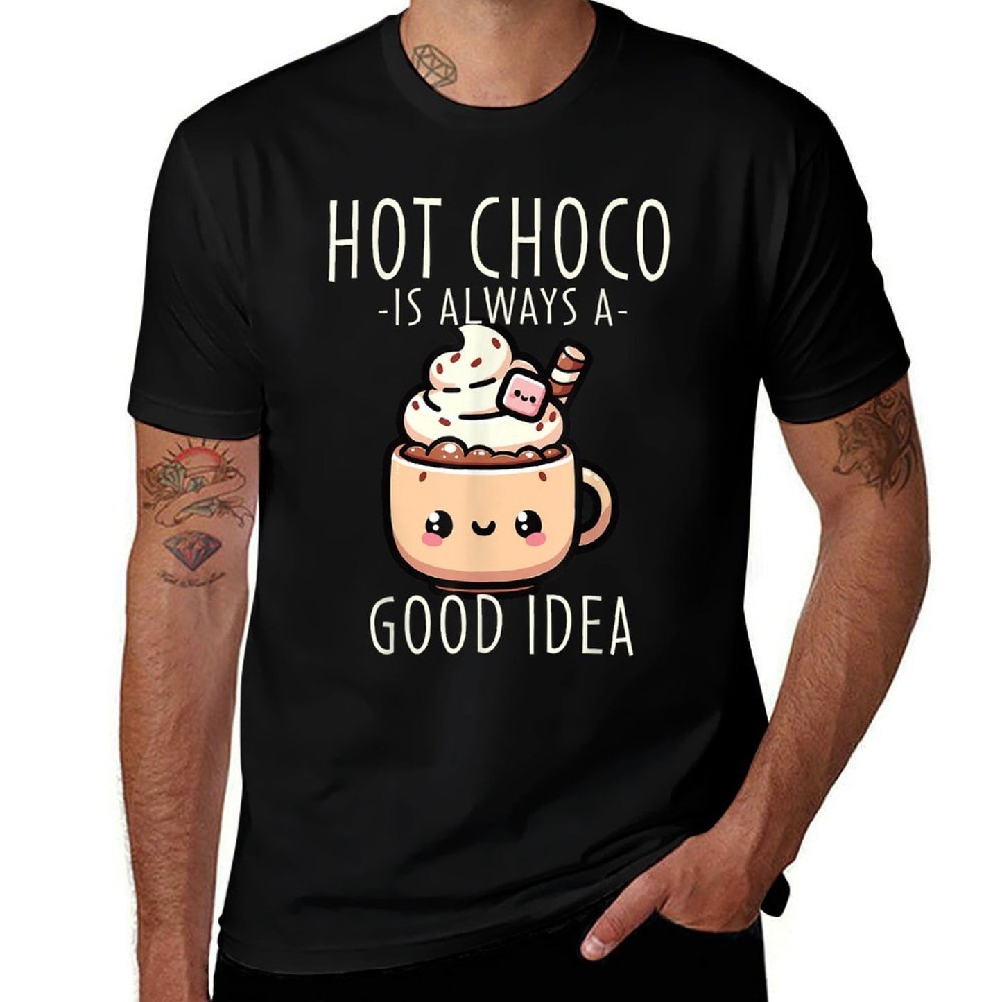 Kawaii Hot Chocolate Lover Winter Evening Hot Cocoa  Tagless Design T-Shirt