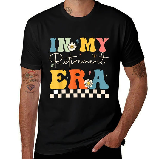 Retro Groovy In My Retirement Era Retired Teacher Funny  Ribbed Collar T-Shirt