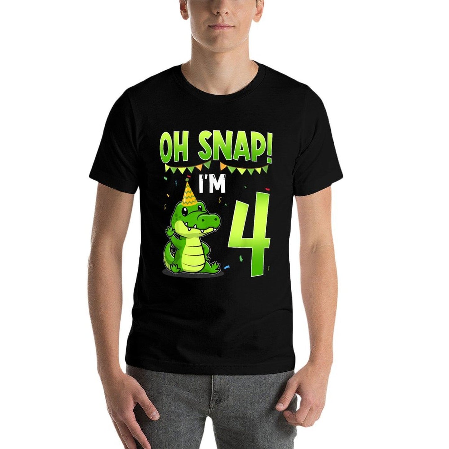 Oh Snap I'm 4 Crocodile Alligator 4th Years Old Birthday  Odor-resistant T-Shirt