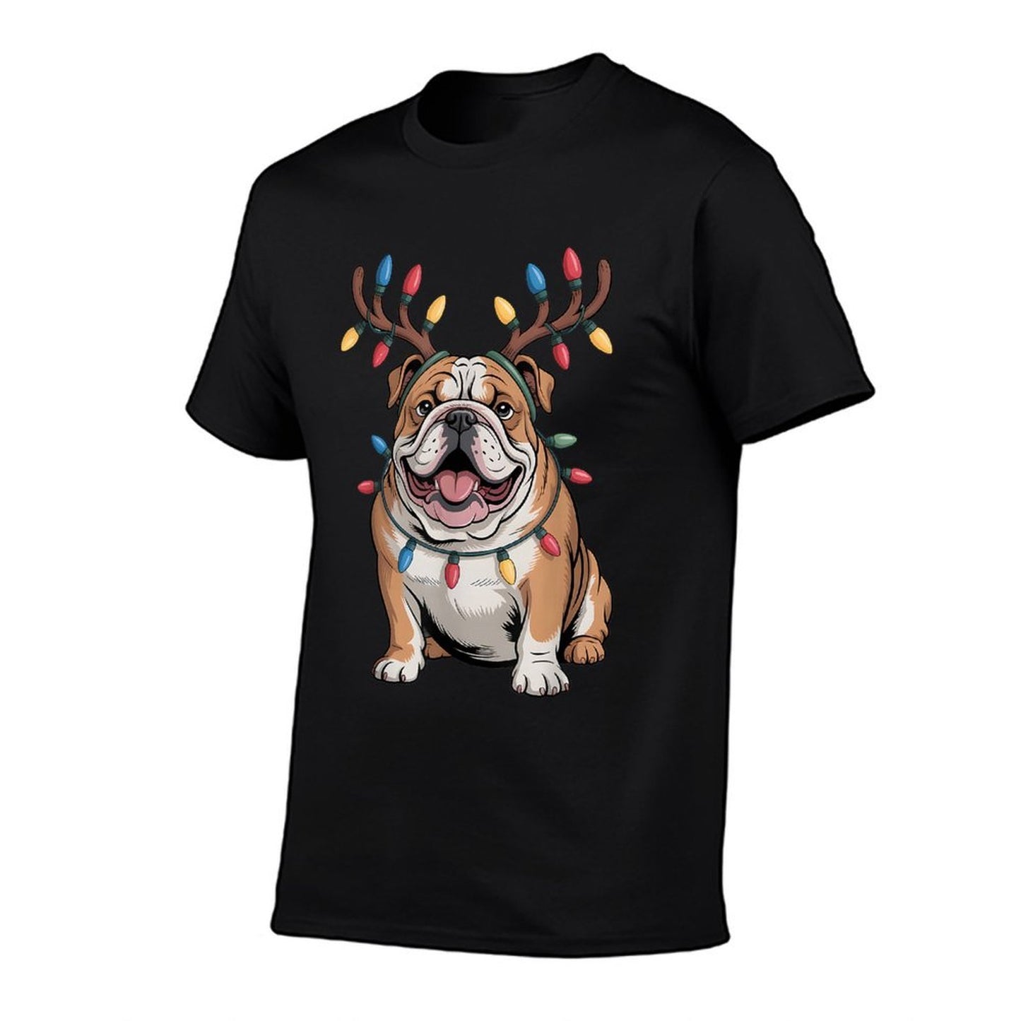 Santa English Bulldog Reindeer Light Christmas  Vintage-inspired T-Shirt