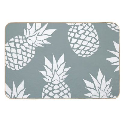 Hawaii Tropical Pineapple, Teal And White  Long-Lasting Bath Mat